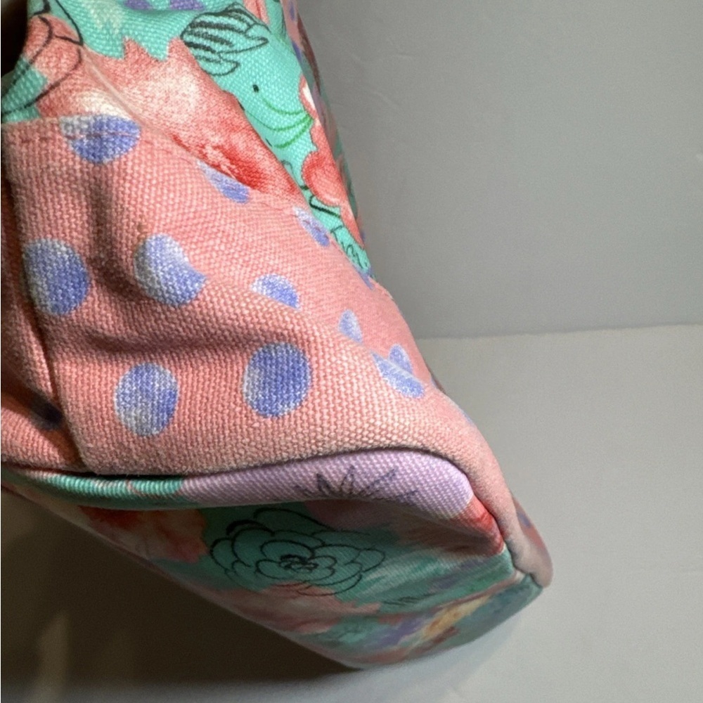 MATILDA JANE Relaxing Sunshine Pink Floral & Dots Oversize Tote Bag 19” Wide - Picture 15 of 16